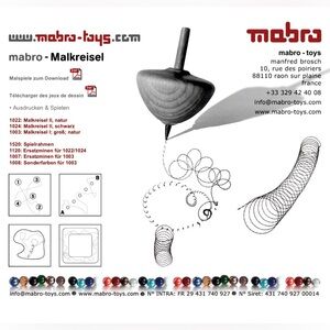 Malkreisal handmade wooden spinning top w/ graphite pencil tip creates designs